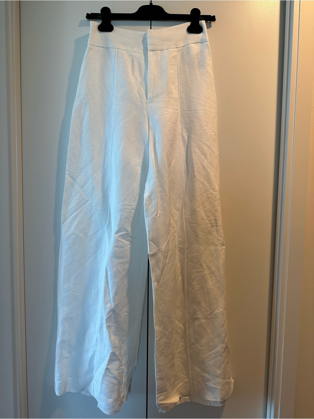 PAIGE Greyson White Linen Blend High Rise Wide Leg Pants Size XS - Picture 3 of 5